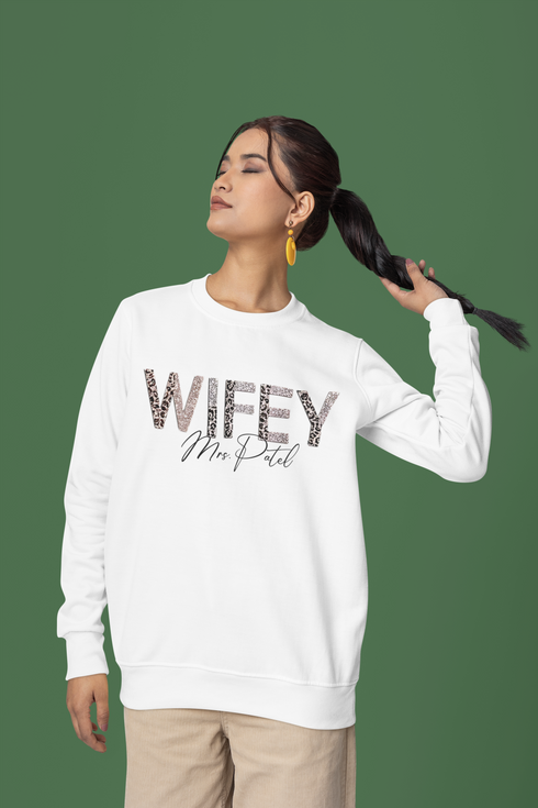 Personalized 'Wifey' Cotton Sweatshirt – Custom Gift for Wife